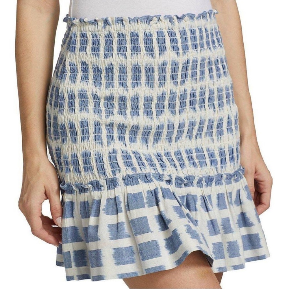 Veronica Beard Women's Blue Aloya Smocked Mini Skirt Size small New Without Tags - Picture 3 of 5